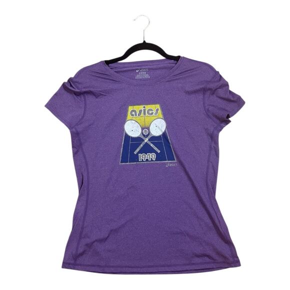 Asics Throwback Tennis Shirt Size Medium New Purple - Picture 1 of 8